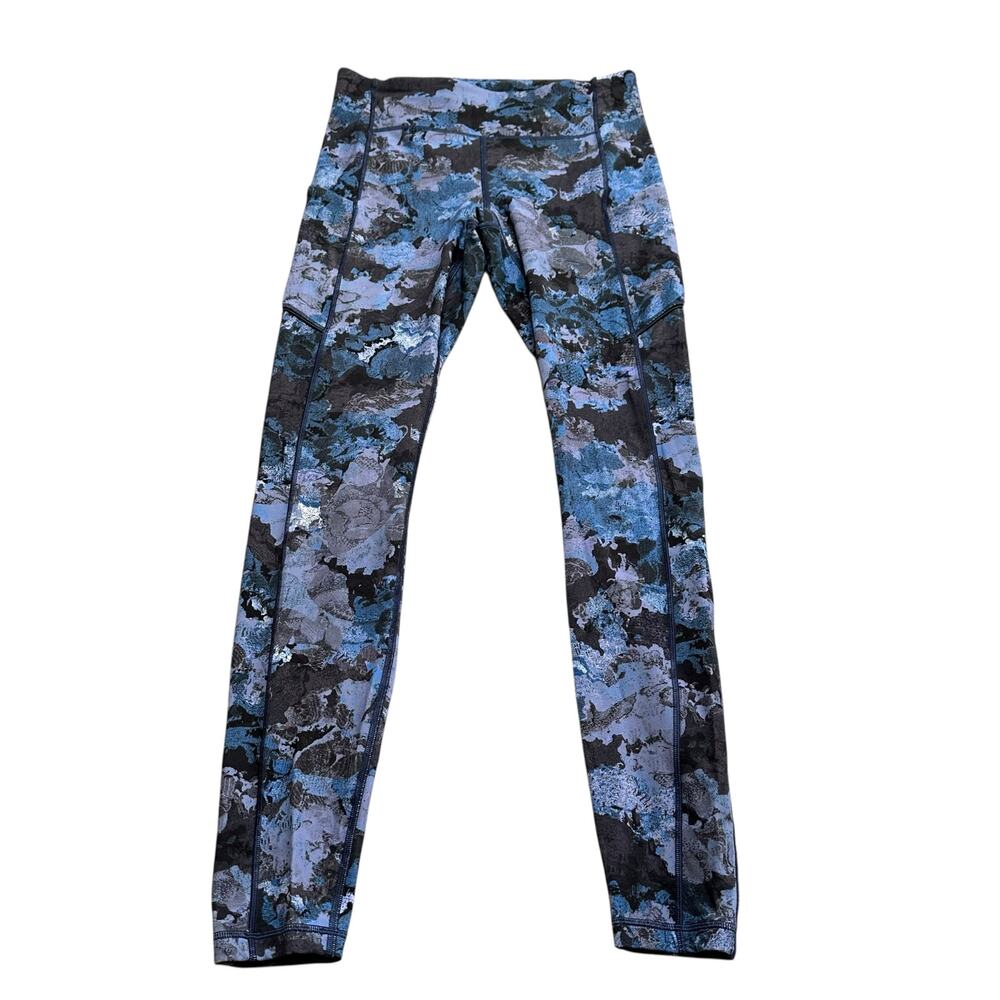 LULULEMON Speed Up Tights Screen Camo Blue Floral Pattern Women's Size 6 Running